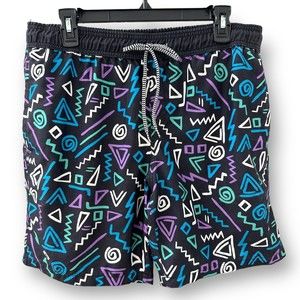 Carbon 90s Retro Vintage Style Men’s Swim Trunks Black Blue Purple XL